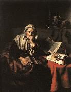 Nicolaes maes, Old Woman Dozing